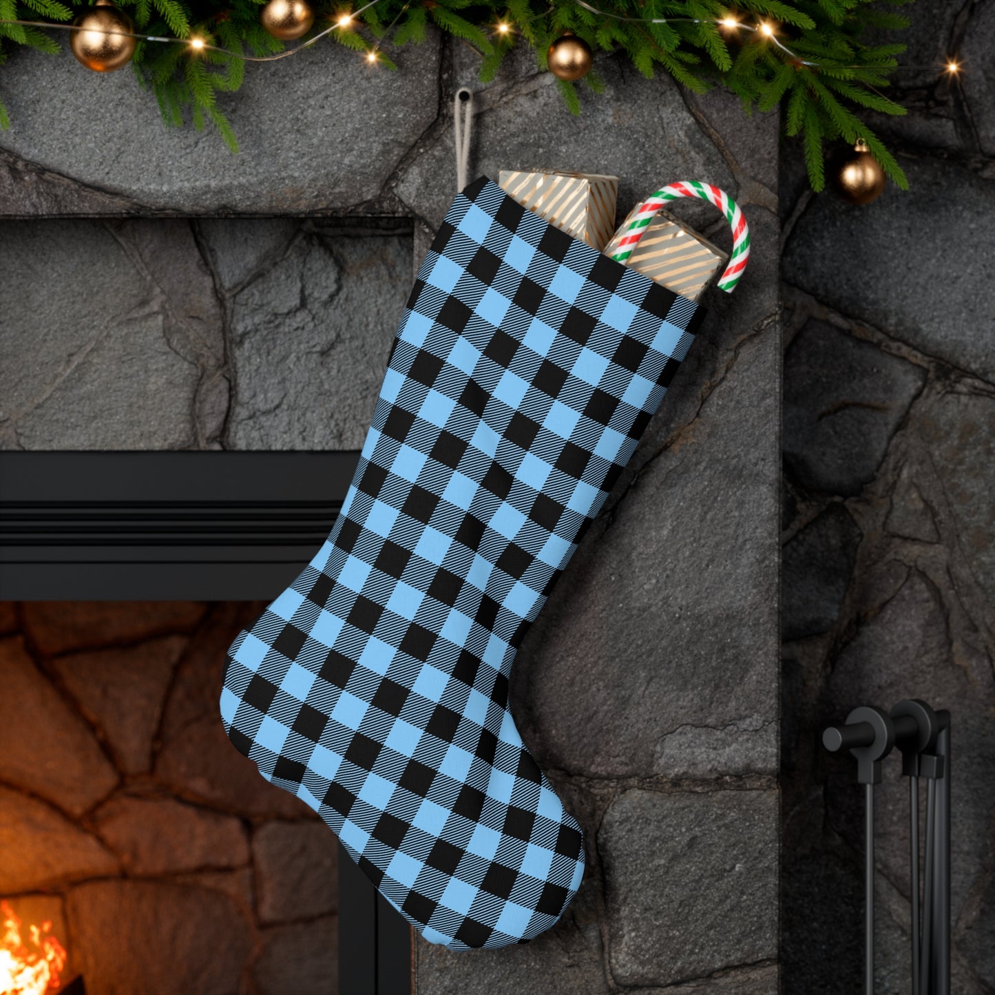 Light Blue Santa Stocking