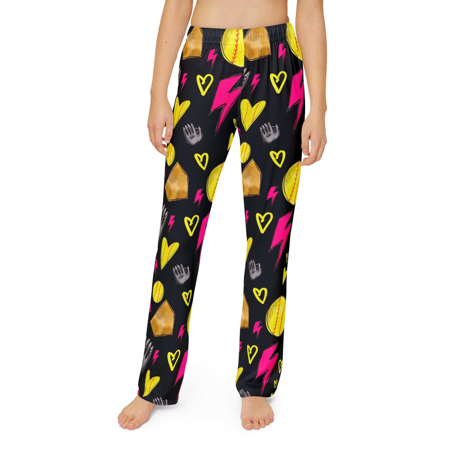 Softball Kids Pajama Pants - Black