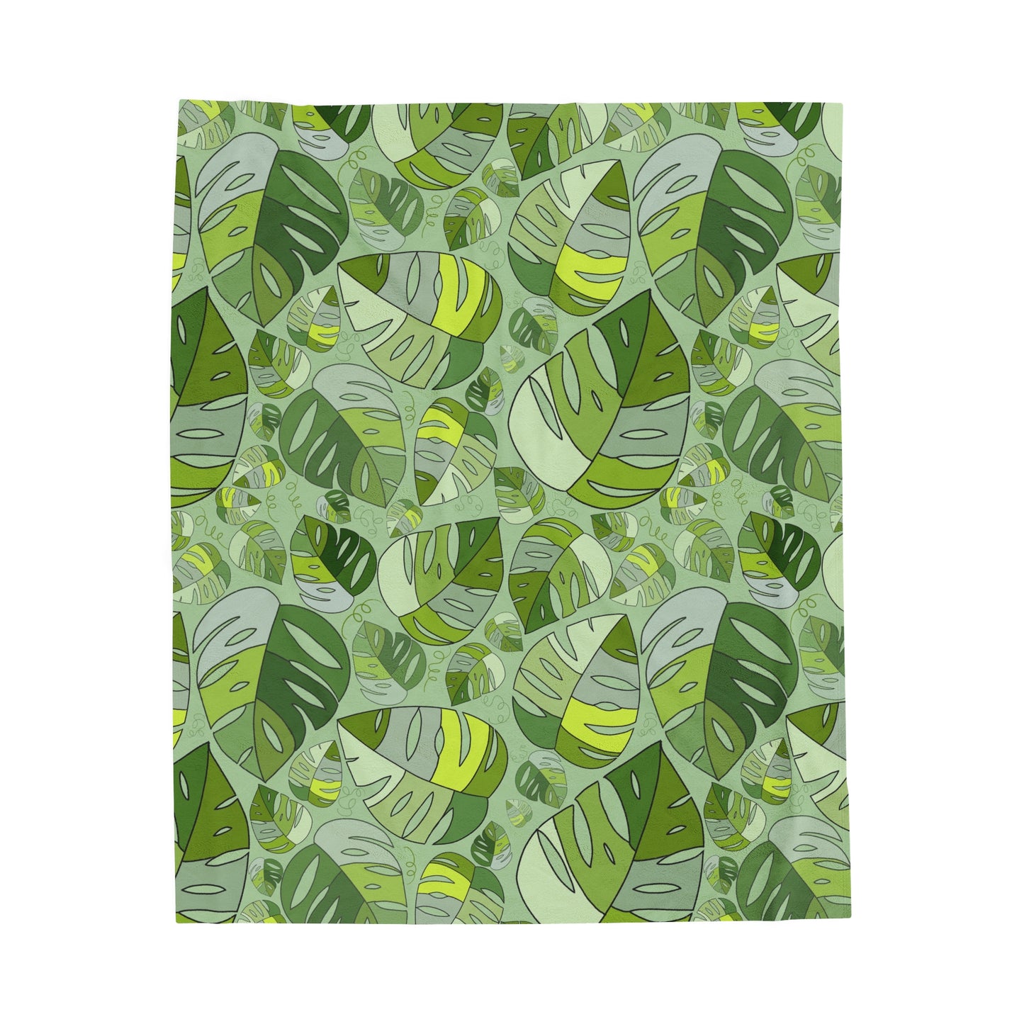 Velveteen Blanket with Monstera Design