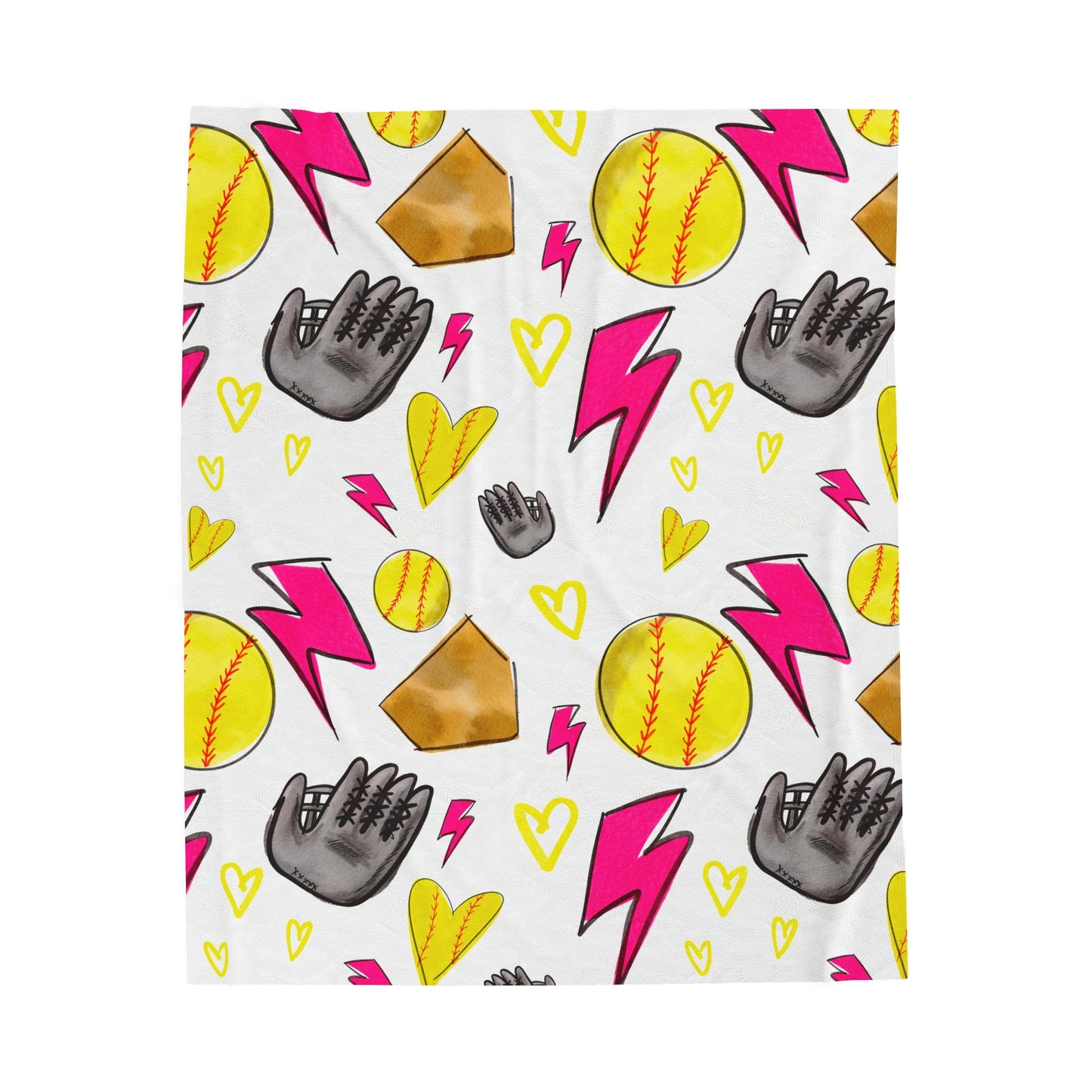 Plush Softball Blanket - White
