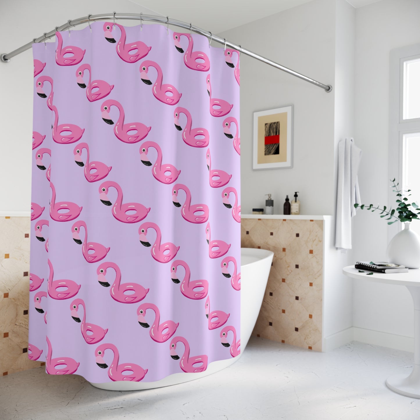 Flamingo Floatie Shower Curtain