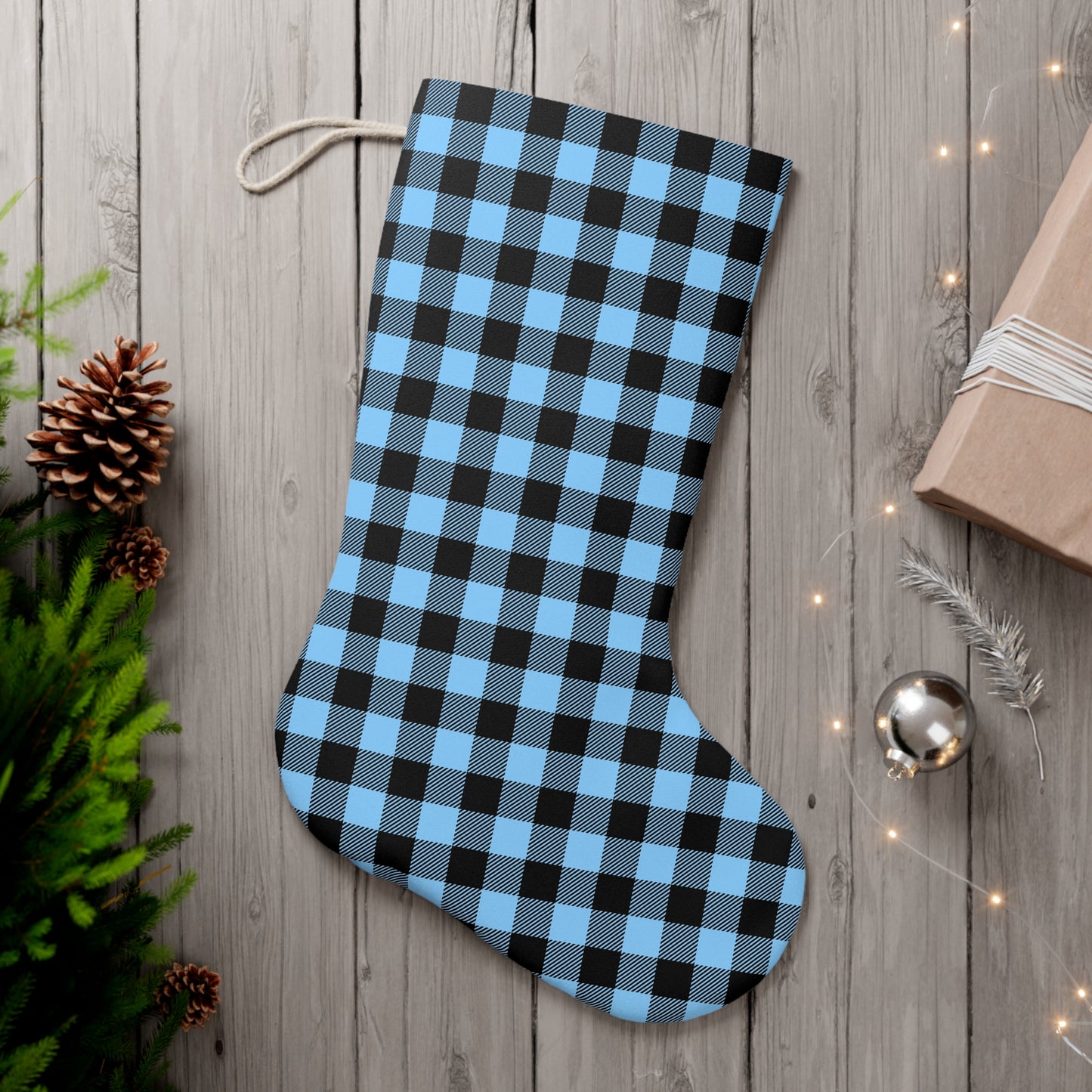 Light Blue Santa Stocking