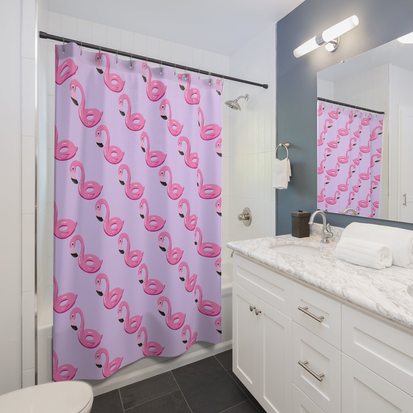 Flamingo Floatie Shower Curtain