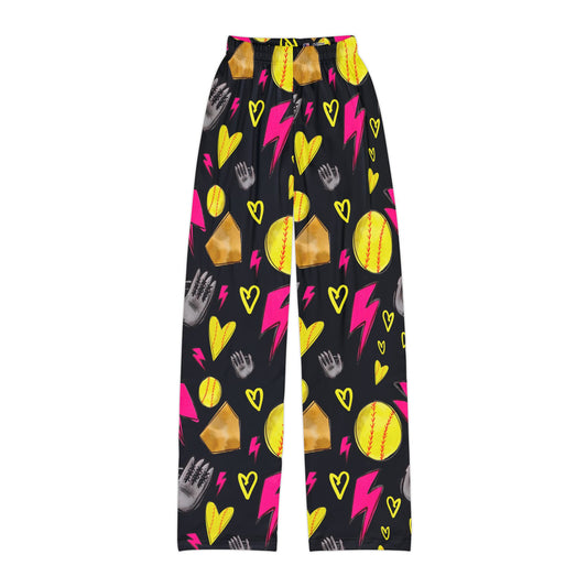 Softball Kids Pajama Pants - Black