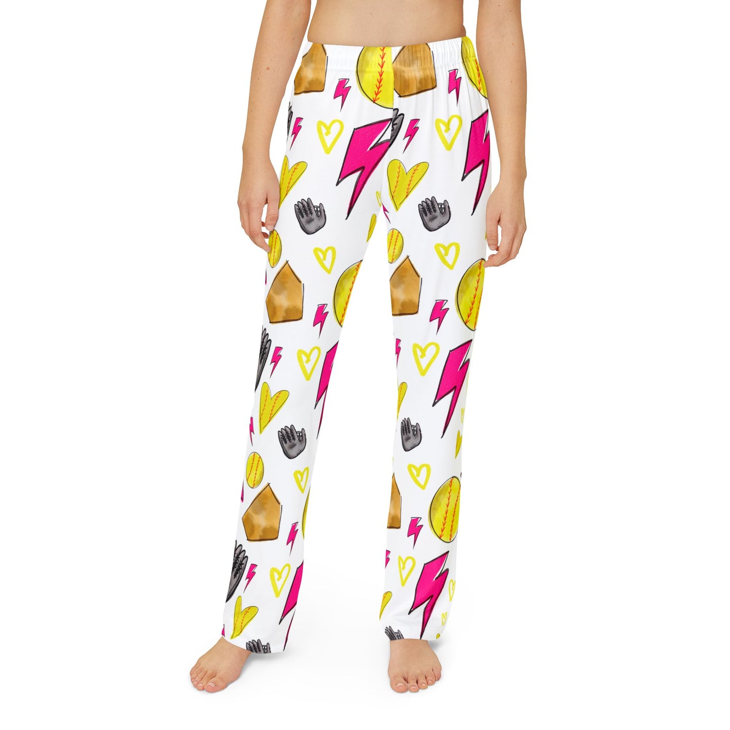 Softball Kids Pajama Pants - White