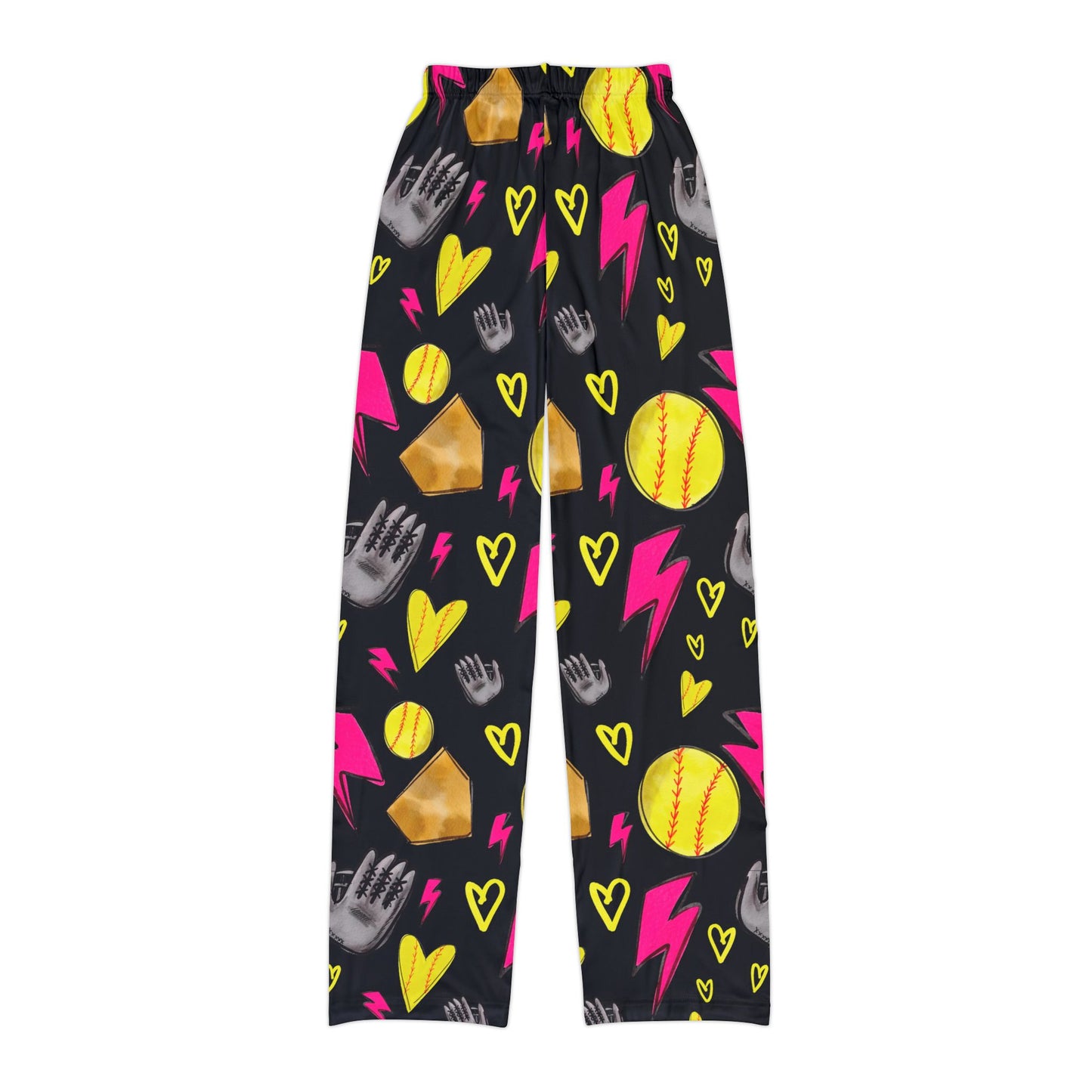 Softball Kids Pajama Pants - Black